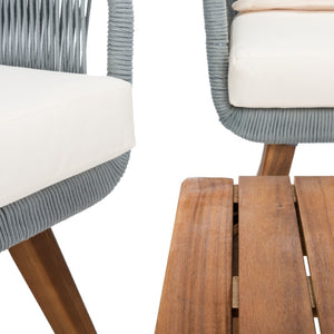 Safavieh Prester 4Piece Living Set Grey Rope/Beige Cushion/Natural Legs PAT7073A