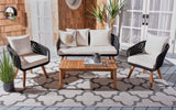 Safavieh Prester 4Piece Living Set Black Rope/Beige Cushion/Natural Legs PAT7073B