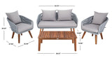 Safavieh Prester 4Piece Living Set Grey Rope/ Grey Cushion/Natural Legs PAT7073C-2BX