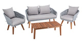 Safavieh Prester 4Piece Living Set Grey Rope/ Grey Cushion/Natural Legs PAT7073C-2BX