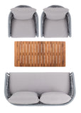 Safavieh Prester 4Piece Living Set Grey Rope/ Grey Cushion/Natural Legs PAT7073C-2BX