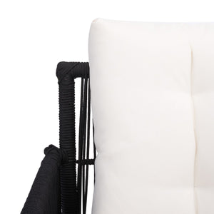 Safavieh Winslo 4Pc Living Set Black Rope/ Beige Cushion/Natural Legs PAT7075B-2BX