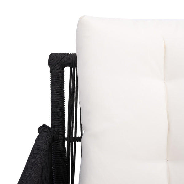 Safavieh Winslo 4Pc Living Set Black Rope/ Beige Cushion/Natural Legs PAT7075B-2BX
