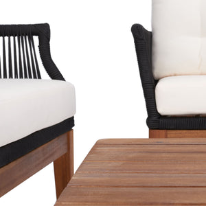 Safavieh Winslo 4Pc Living Set Black Rope/ Beige Cushion/Natural Legs PAT7075B-2BX