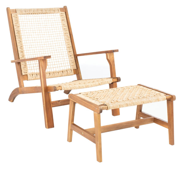 Safavieh CHANTELLE Outdoor Living Set - Modern Coastal Design for Patios, Decks, and Poolside Relaxation Natural / Natural PAT7076A