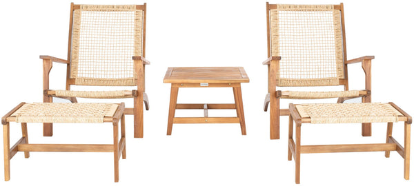 Safavieh CHANTELLE Outdoor Living Set - Modern Coastal Design for Patios, Decks, and Poolside Relaxation Natural / Natural PAT7076A