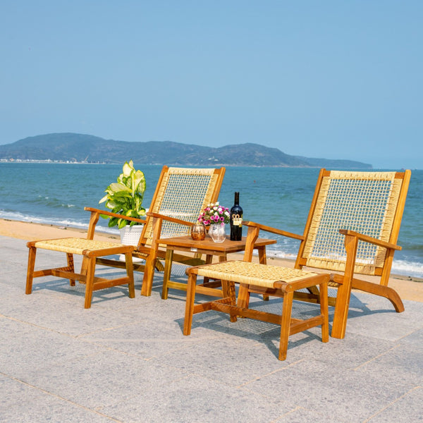 Safavieh CHANTELLE Outdoor Living Set - Modern Coastal Design for Patios, Decks, and Poolside Relaxation Natural / Natural PAT7076A