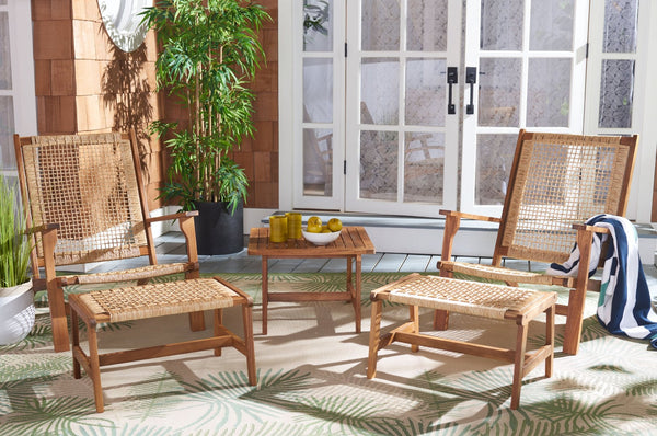 Safavieh CHANTELLE Outdoor Living Set - Modern Coastal Design for Patios, Decks, and Poolside Relaxation Natural / Natural PAT7076A