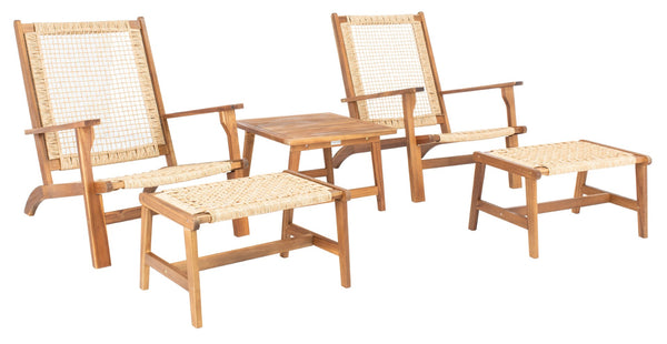 Safavieh CHANTELLE Outdoor Living Set - Modern Coastal Design for Patios, Decks, and Poolside Relaxation Natural / Natural PAT7076A