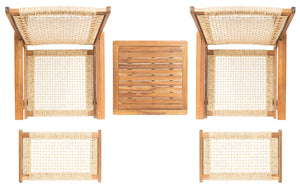 Safavieh CHANTELLE Outdoor Living Set - Modern Coastal Design for Patios, Decks, and Poolside Relaxation Natural / Natural PAT7076A