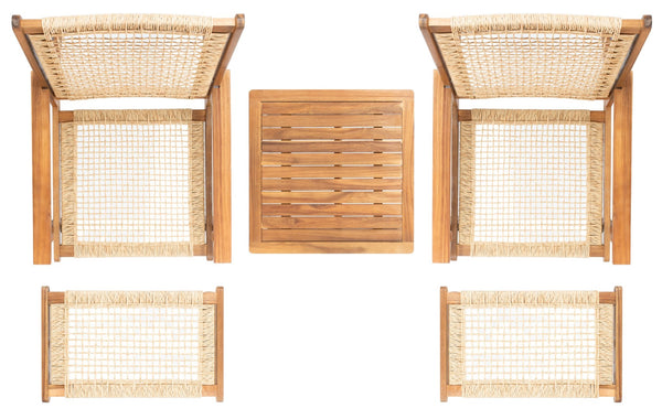 Safavieh CHANTELLE Outdoor Living Set - Modern Coastal Design for Patios, Decks, and Poolside Relaxation Natural / Natural PAT7076A