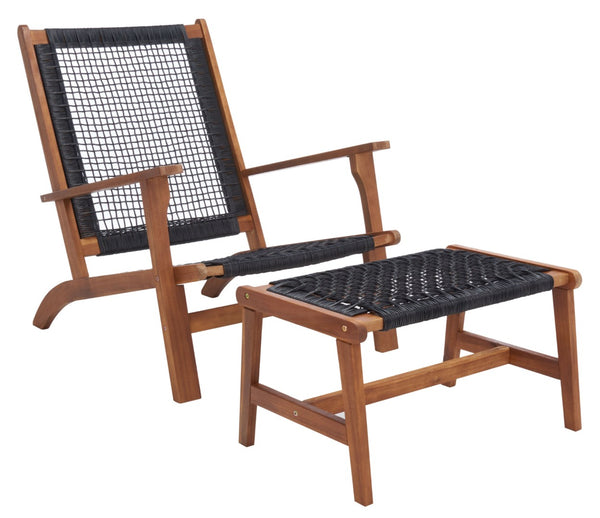 Safavieh CHANTELLE Outdoor Living Set - Modern Coastal Design for Patios, Decks, and Poolside Relaxation Natural / Black PAT7076E