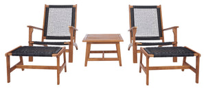 Safavieh CHANTELLE Outdoor Living Set - Modern Coastal Design for Patios, Decks, and Poolside Relaxation Natural / Black PAT7076E