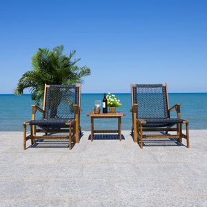 Safavieh CHANTELLE Outdoor Living Set - Modern Coastal Design for Patios, Decks, and Poolside Relaxation Natural / Black PAT7076E