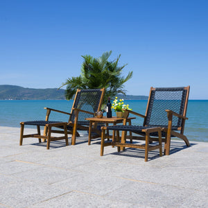 Safavieh CHANTELLE Outdoor Living Set - Modern Coastal Design for Patios, Decks, and Poolside Relaxation Natural / Black PAT7076E