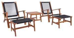 Safavieh CHANTELLE Outdoor Living Set - Modern Coastal Design for Patios, Decks, and Poolside Relaxation Natural / Black PAT7076E