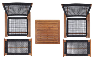 Safavieh CHANTELLE Outdoor Living Set - Modern Coastal Design for Patios, Decks, and Poolside Relaxation Natural / Black PAT7076E