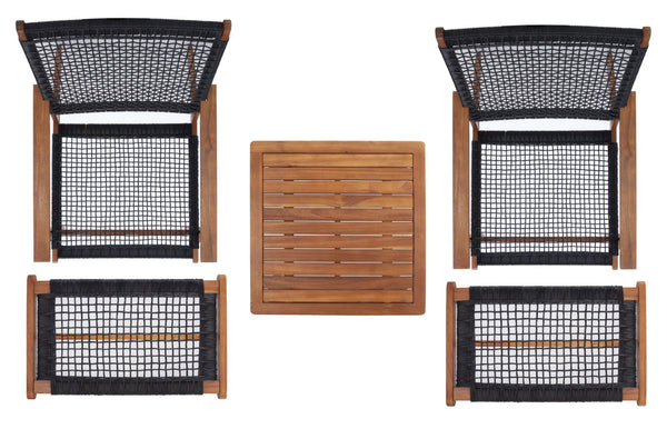 Safavieh CHANTELLE Outdoor Living Set - Modern Coastal Design for Patios, Decks, and Poolside Relaxation Natural / Black PAT7076E