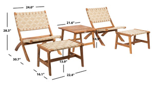 Safavieh DARRYL Living Set - Stylish Acacia Wood Outdoor Ensemble for Comfortable Patio Relaxation & Enjoyment Natural / Natural PAT7078A