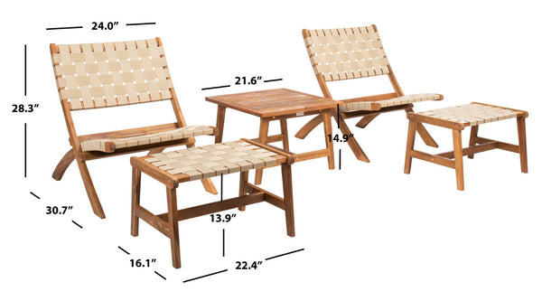 Safavieh DARRYL Living Set - Stylish Acacia Wood Outdoor Ensemble for Comfortable Patio Relaxation & Enjoyment Natural / Natural PAT7078A