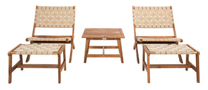 Safavieh DARRYL Living Set - Stylish Acacia Wood Outdoor Ensemble for Comfortable Patio Relaxation & Enjoyment Natural / Natural PAT7078A