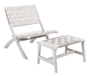 Safavieh DARRYL Living Set - Stylish Acacia Wood Outdoor Ensemble for Comfortable Patio Relaxation & Enjoyment Grey / Grey PAT7078B