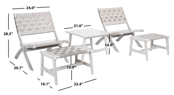 Safavieh DARRYL Living Set - Stylish Acacia Wood Outdoor Ensemble for Comfortable Patio Relaxation & Enjoyment Grey / Grey PAT7078B
