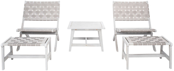 Safavieh DARRYL Living Set - Stylish Acacia Wood Outdoor Ensemble for Comfortable Patio Relaxation & Enjoyment Grey / Grey PAT7078B