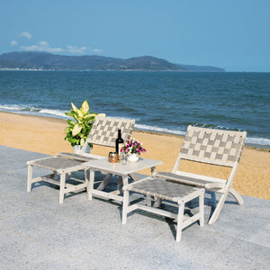 Safavieh DARRYL Living Set - Stylish Acacia Wood Outdoor Ensemble for Comfortable Patio Relaxation & Enjoyment Grey / Grey PAT7078B