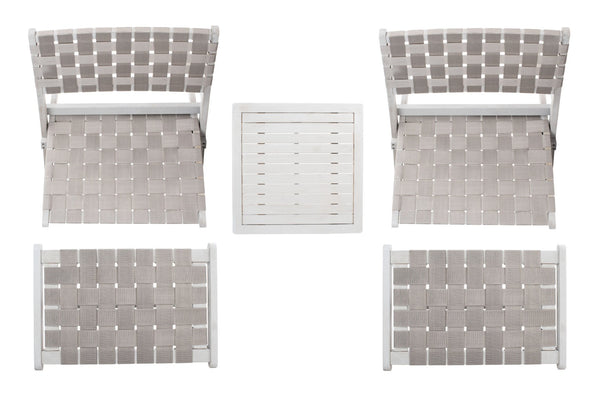 Safavieh DARRYL Living Set - Stylish Acacia Wood Outdoor Ensemble for Comfortable Patio Relaxation & Enjoyment Grey / Grey PAT7078B