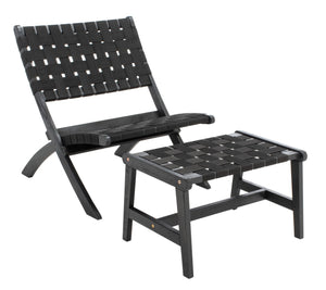 Safavieh DARRYL Living Set - Stylish Acacia Wood Outdoor Ensemble for Comfortable Patio Relaxation & Enjoyment Black / Black PAT7078C