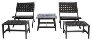 Safavieh DARRYL Living Set - Stylish Acacia Wood Outdoor Ensemble for Comfortable Patio Relaxation & Enjoyment Black / Black PAT7078C