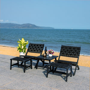 Safavieh DARRYL Living Set - Stylish Acacia Wood Outdoor Ensemble for Comfortable Patio Relaxation & Enjoyment Black / Black PAT7078C