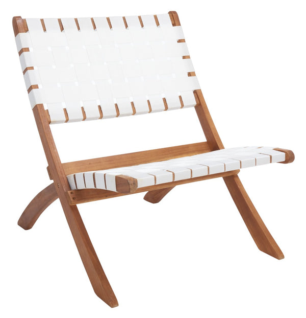 Safavieh DARRYL Living Set - Stylish Acacia Wood Outdoor Ensemble for Comfortable Patio Relaxation & Enjoyment Natural / White PAT7078D