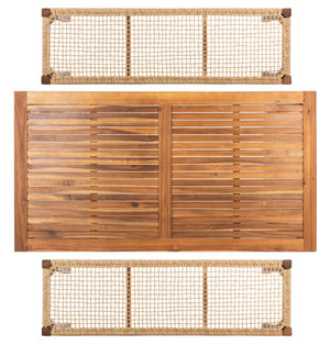 Safavieh AQUINA 3-Piece Patio Dining Set - Stylish Acacia Wood and Rattan for Outdoor Relaxation & Elegance Natural / Natural PAT7081A