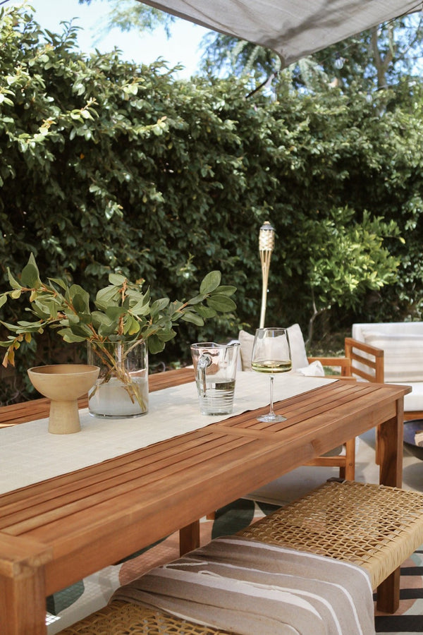 Safavieh AQUINA 3-Piece Patio Dining Set - Stylish Acacia Wood and Rattan for Outdoor Relaxation & Elegance Natural / Natural PAT7081A