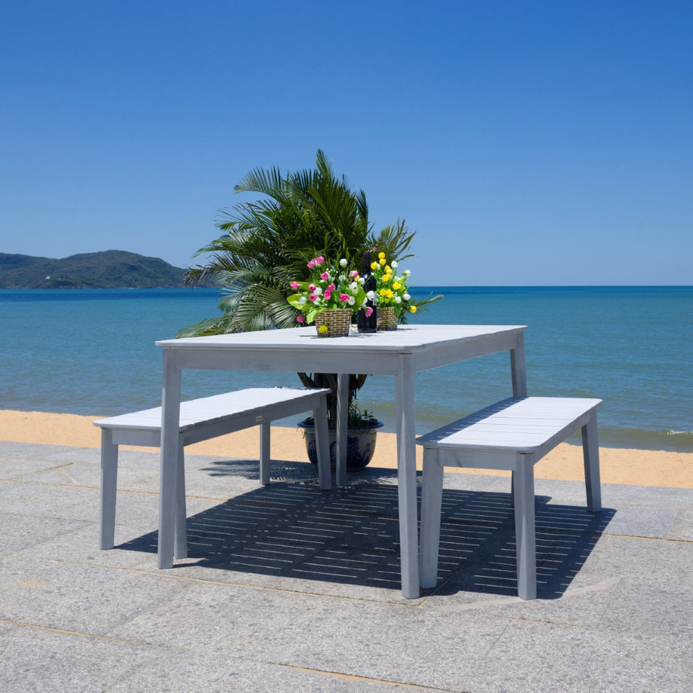 Safavieh EUROPA Dining Set - Contemporary Solid Wood Design for Stylish Dining Rooms and Patios, Durable & Elegant Grey PAT7082B