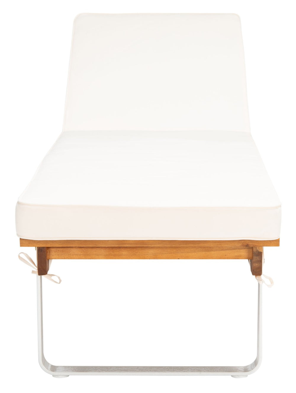 Safavieh NUCA Elegant Sunlounger - Natural Acacia Wood Frame with Plush White Cushion for Ultimate Comfort PAT7084A
