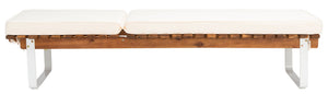 Safavieh NUCA Elegant Sunlounger - Natural Acacia Wood Frame with Plush White Cushion for Ultimate Comfort PAT7084A