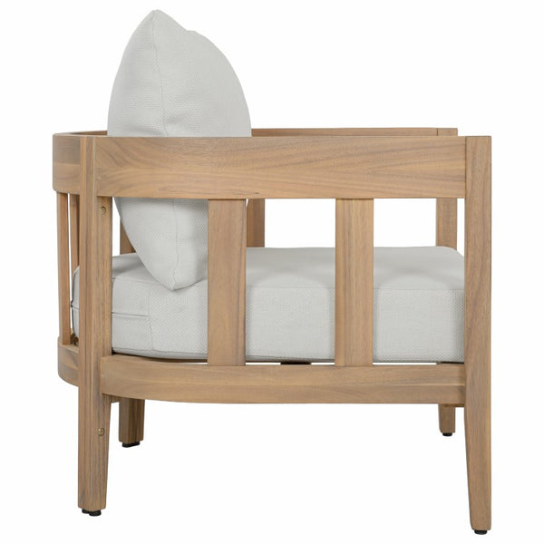 Safavieh Owen Solid Oak Frame Club Chair Set with Ivory Upholstery for Dining or Living Rooms PAT7085B-SET2
