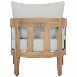 Safavieh Owen Solid Oak Frame Club Chair Set with Ivory Upholstery for Dining or Living Rooms PAT7085B-SET2
