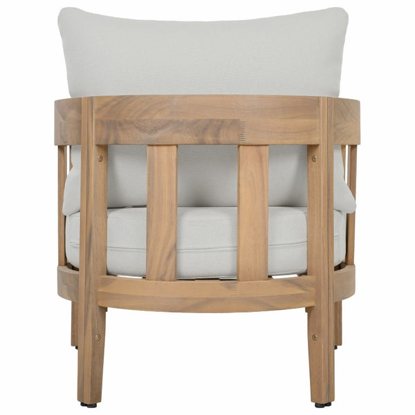 Safavieh Owen Solid Oak Frame Club Chair Set with Ivory Upholstery for Dining or Living Rooms PAT7085B-SET2