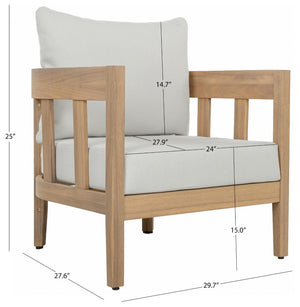Safavieh Owen Solid Oak Frame Club Chair Set with Ivory Upholstery for Dining or Living Rooms PAT7085B-SET2