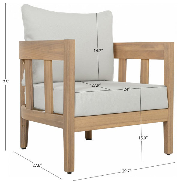 Safavieh Owen Solid Oak Frame Club Chair Set with Ivory Upholstery for Dining or Living Rooms PAT7085B-SET2