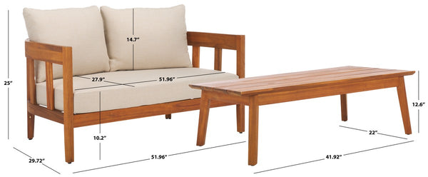 Safavieh Owen Bench + Table Natural / Taupe PAT7086A
