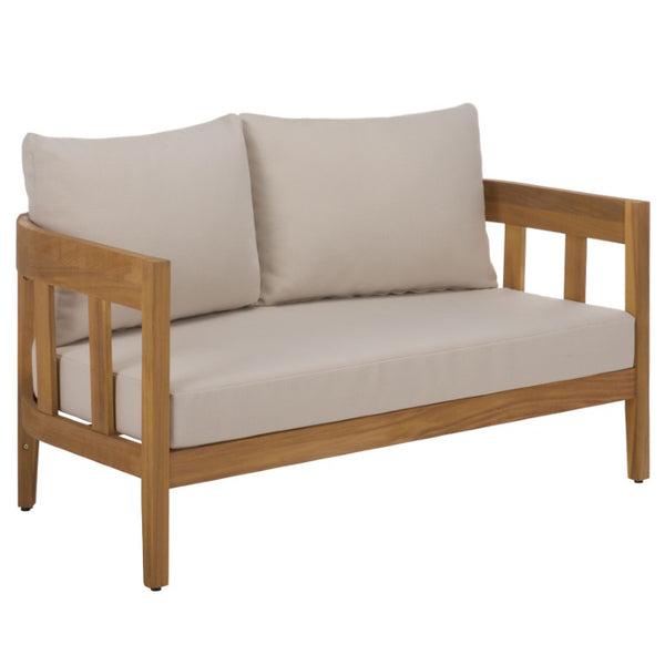 Safavieh Owen Loveseat and Side Table Set Warm Oak Frame Ivory Upholstered Transitional Seating PAT7086B