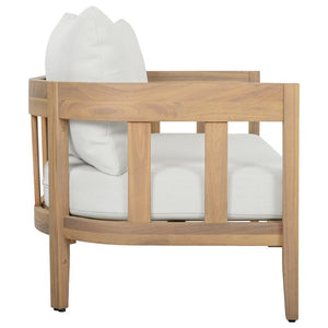 Safavieh Owen Loveseat and Side Table Set Warm Oak Frame Ivory Upholstered Transitional Seating PAT7086B