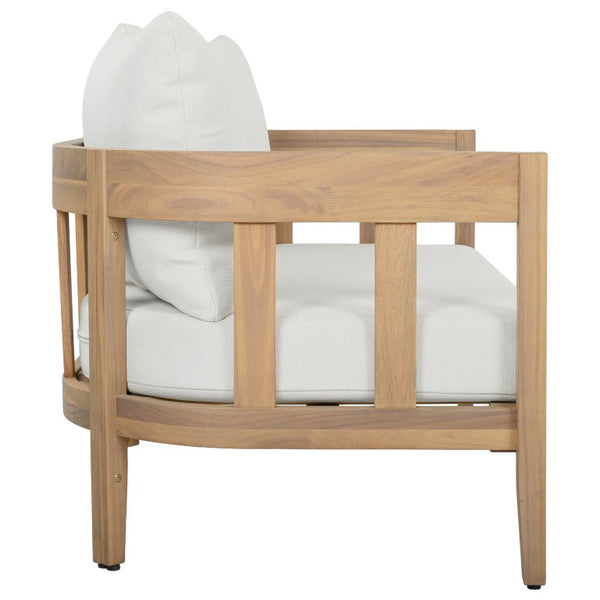 Safavieh Owen Loveseat and Side Table Set Warm Oak Frame Ivory Upholstered Transitional Seating PAT7086B