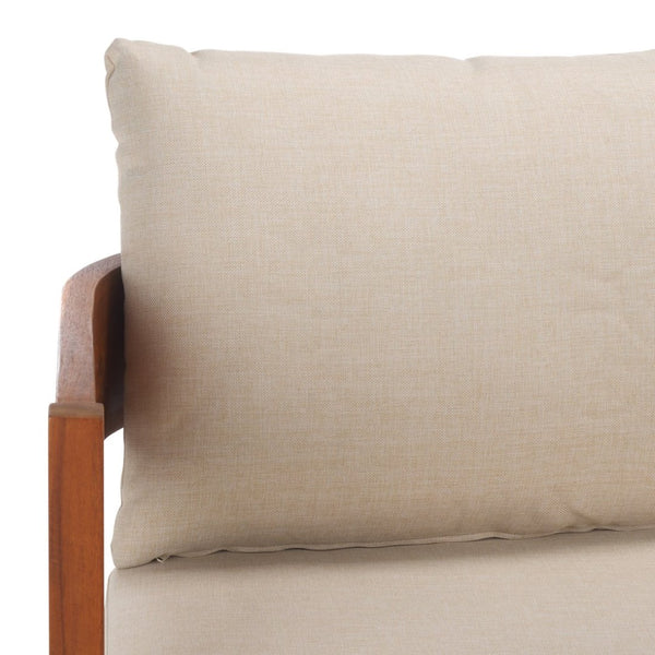 Safavieh THEO Bench + Table Set - Stylish Natural Wood & Taupe Cushions for Outdoor Comfort & Relaxation PAT7088A
