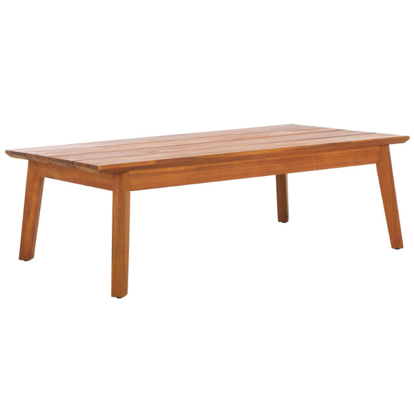 Safavieh THEO Bench + Table Set - Stylish Natural Wood & Taupe Cushions for Outdoor Comfort & Relaxation PAT7088A